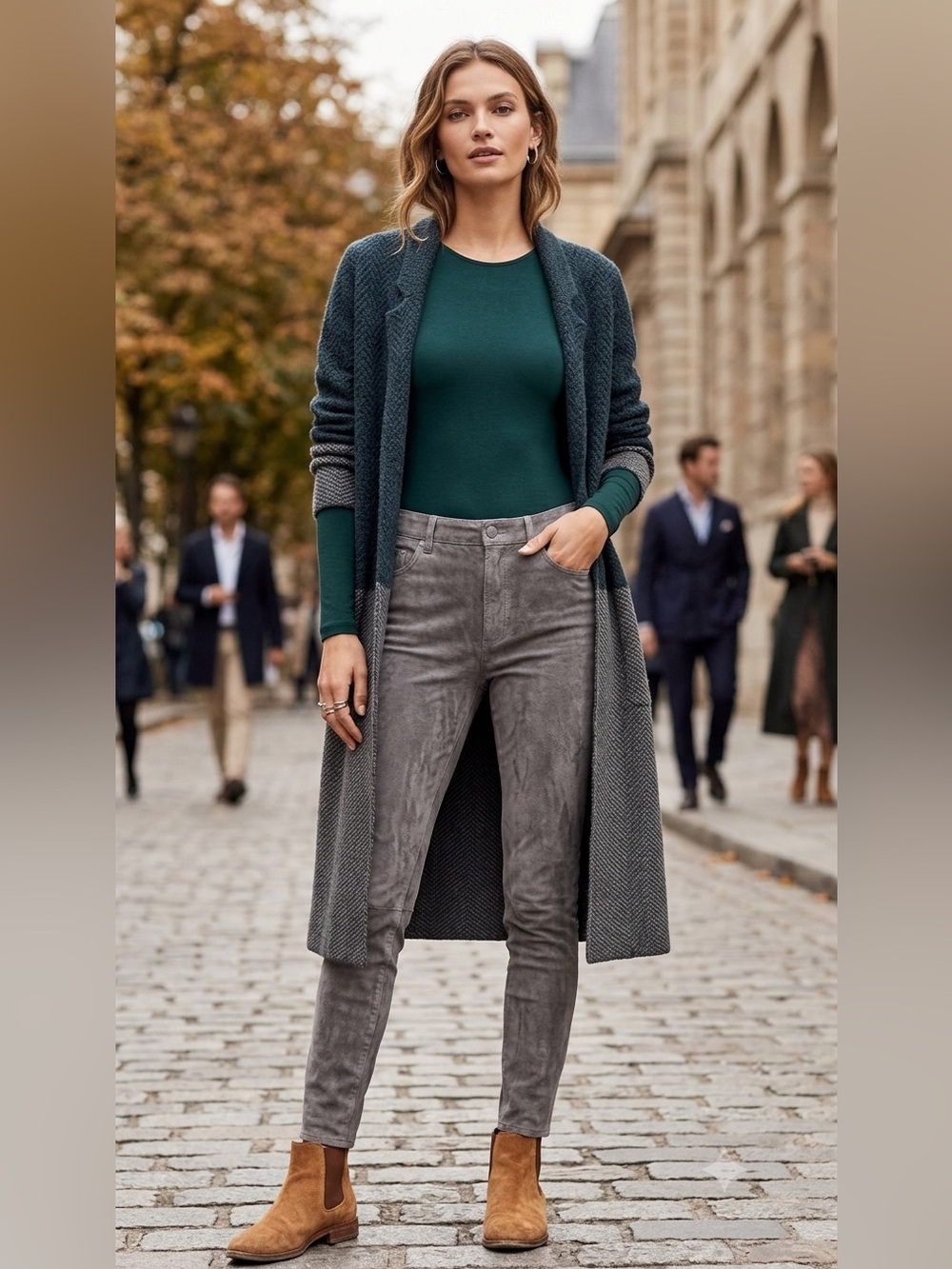 J. Jill Green  & Charcoal Knit Sweater